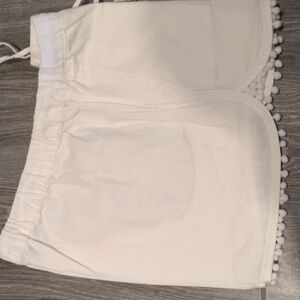 J. Crew White Linen Pom-Pom Trim Shorts. NWOT